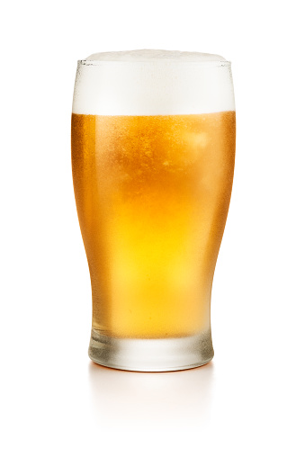 Glass of beer isolated on white background with clipping path