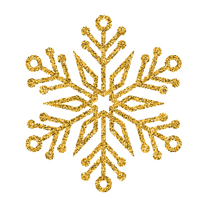 Snowflake - Gold vector glitter Christmas Ornament on white background
