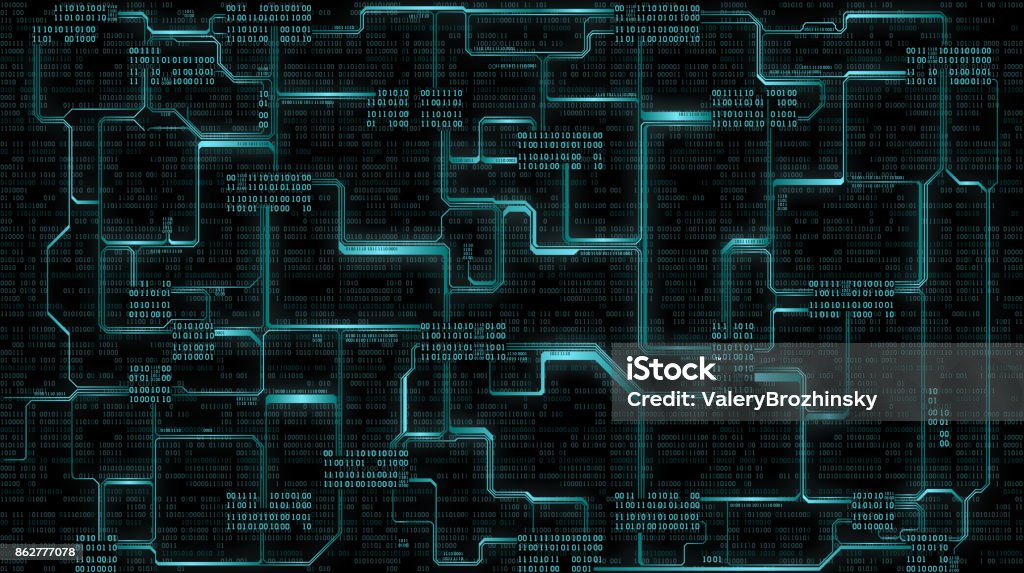 Digital Background Slide Abstract Futuristic Electronic Circuit Board With Binary Code Computer ...