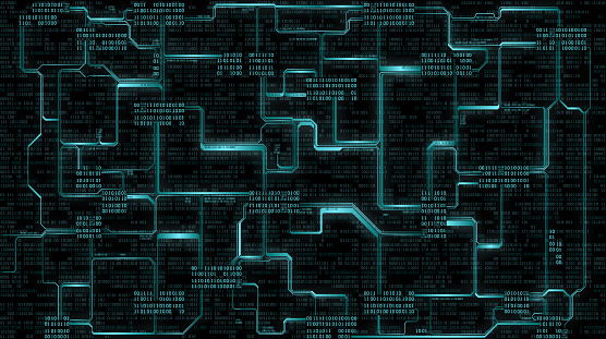 Digital Background Slide Abstract Futuristic Electronic Circuit Board With Binary Code Computer ...