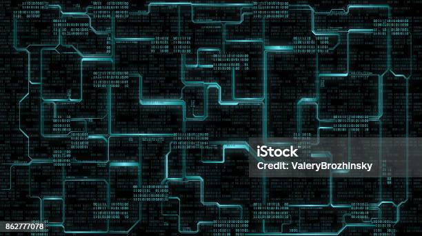 Digital Background Slide Abstract Futuristic Electronic Circuit Board With Binary Code Computer ...