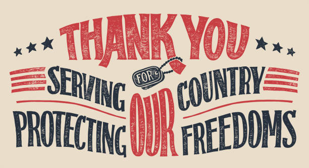 Thank you veterans hand-lettering card Thank you for serving our country and protecting our freedoms. Veterans day hand-lettering greeting card. Holiday hand-drawn typography poster thank you veterans day stock illustrations
