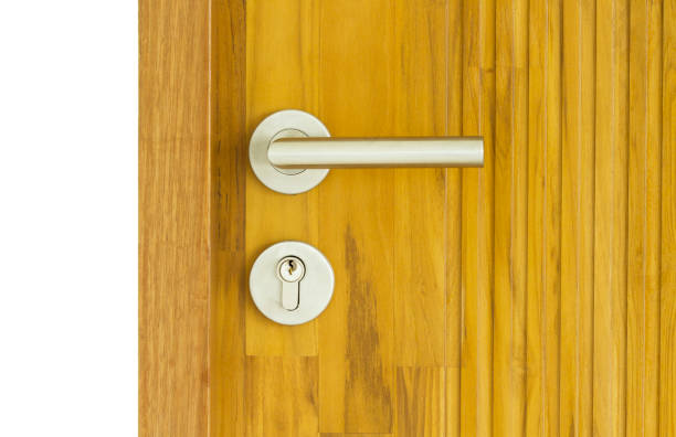 istock Modern style door handle on wooden door 862781742