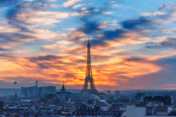 istock Eiffel Tower at sunset in Paris, France 862786332