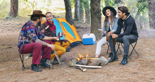 istock Young People Camping and Eating Marshmello 862791194