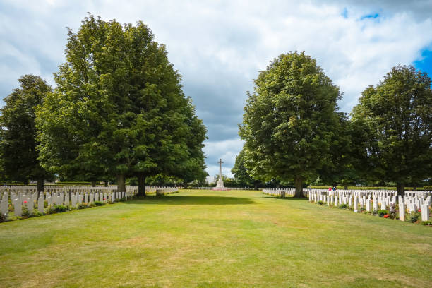 Travel Omaha Beach,Normandy, France.- August 9: American War Cemetery on August 9, 2013. American War Cemetery at Omaha Beach, Normandy (Colleville-sur-Mer ) France. world war ii cemetery allied forces d day stock pictures, royalty-free photos & images