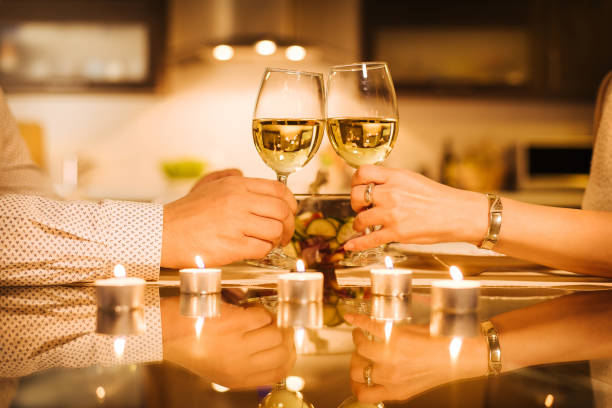 istock Young couple have romantic dinner with wine. 862823960