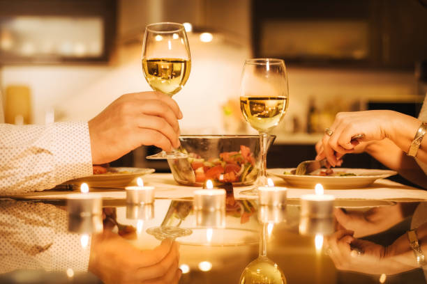 istock Young couple have romantic dinner with wine. 862824574