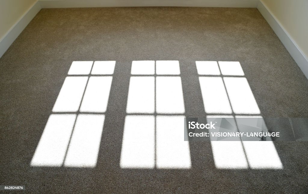 Housing Window Reflection on the Carpet of a New House Abstract Stock Photo