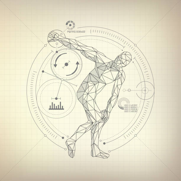 dyskobol - konkurencja lekkoatletyczna stock illustrations