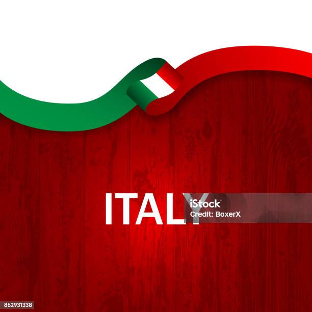 Italy Sport Style Flag Ribbon Wooden Style Vector Illustration Stock Illustration - Download Image Now
