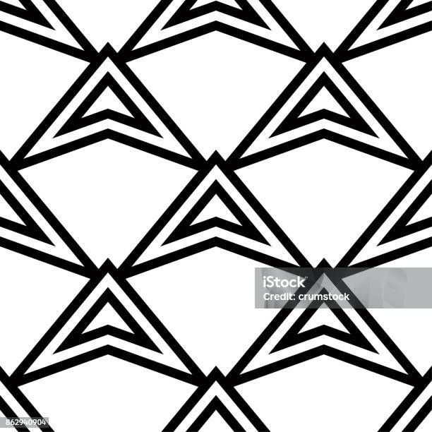 Ornamento Geometrico Motivo Senza Cuciture In Bianco E Nero - Immagini vettoriali stock e altre immagini di Astratto