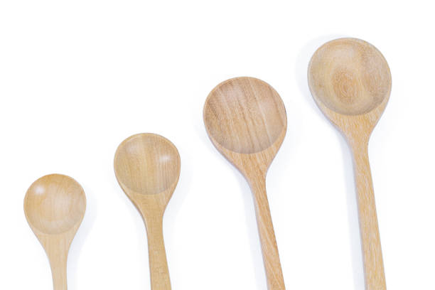 istock hand craft Wooden spoon set isolate on White background. 863007850