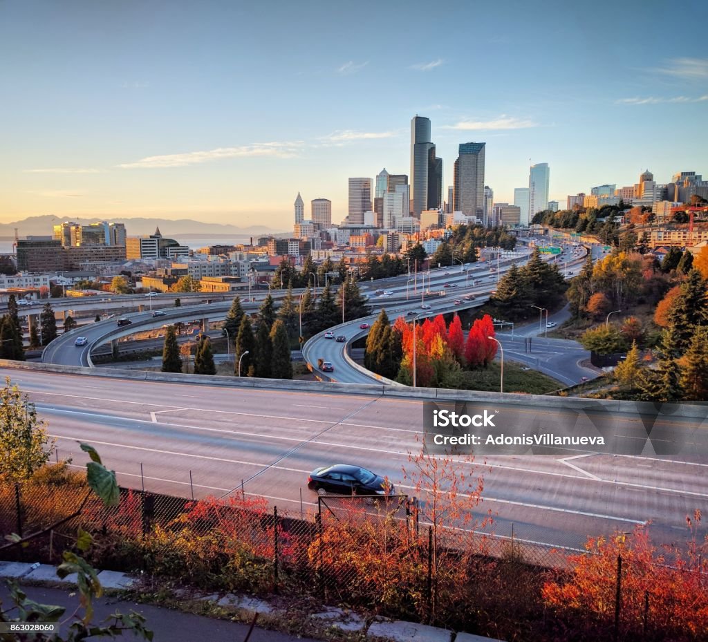 Seattle skyline Seattle Aerial View Stock Photo