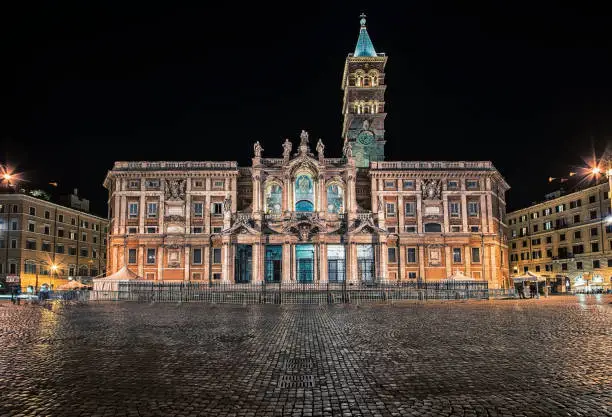 Basilica of Saint Mary Major in Rome by night