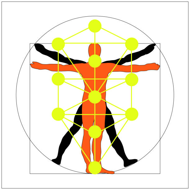 istock The Kabbalah Tree of Life and Leonardo da Vinci vitruvian man vector icon symbol design. Illustration isolated on white background. Leonardo da Vinci vitruvian man simplified sign. Main glyph of the Qabalists. 863095968