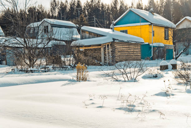 istock Garden village in a winter 863096260