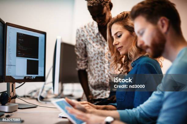 Program Engineers Working Software Engineers Working On Project And Programming In Company Stock ...
