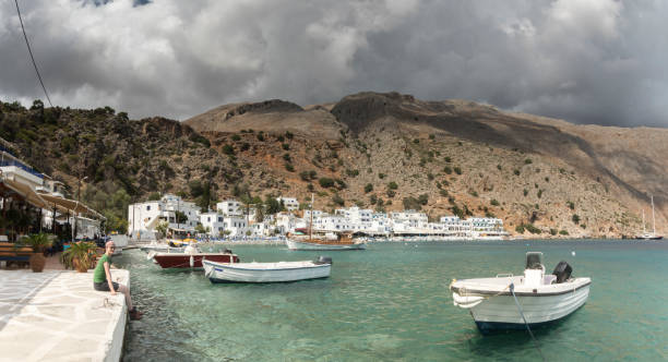 istock Scenic Loutro harbour, Crete. 863097190