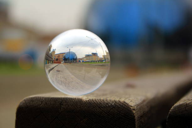 istock View of the tram through a glass ball. 863097702