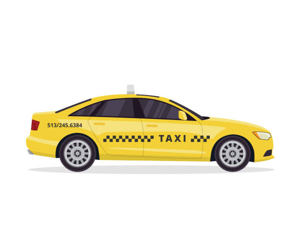 istock Modern Urban Yellow Taxi Vehicle Illustration 863114810
