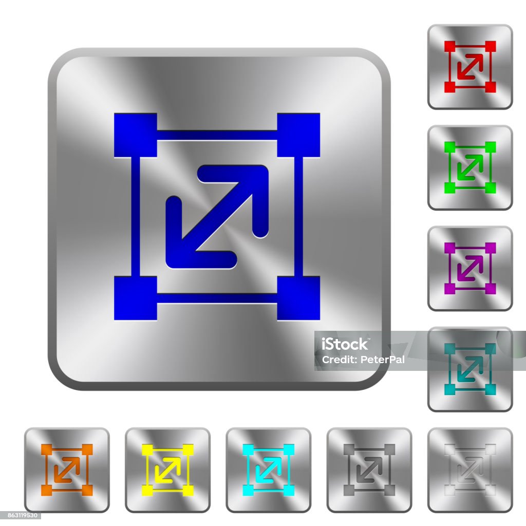 Edit Button Rounded Square Resize Element Rounded Square Steel Buttons Stock Illustration ...