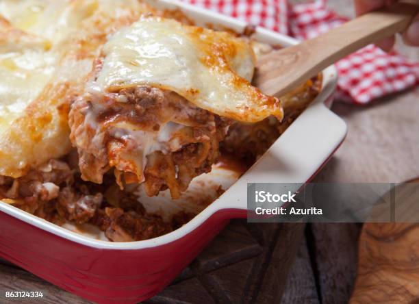 Tomato And Ground Beef Lasagne Rolls Stock Photo - Download Image Now - Baked, Beef, Cheese