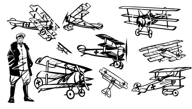 Vector illustration of Fokker Dr 1 triplane