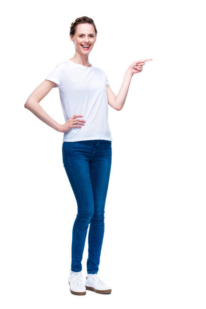 istock beautiful pointing woman 863148208