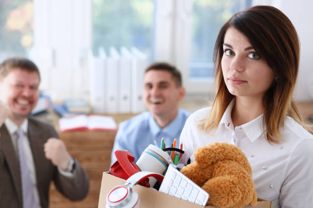 istock Angry yelling boss point arm to exit dismissing sad worker 863150594