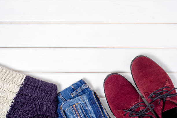istock Female suede shoes sweater jeans 863176234