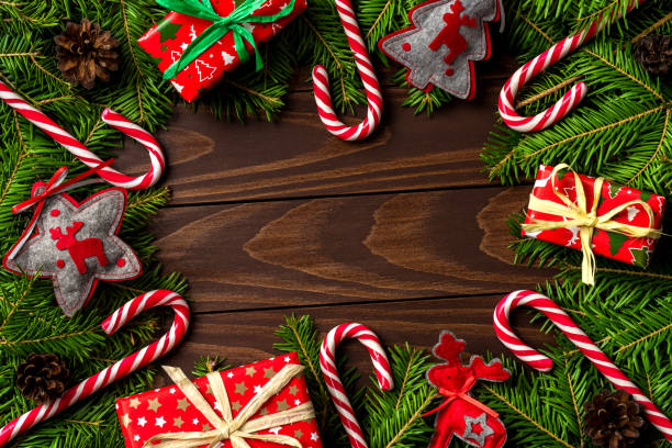 istock Christmas background with colorful gift boxes and decorations 863177546