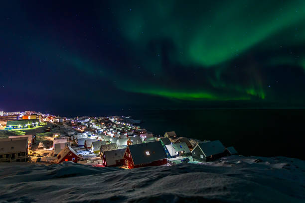 Greenlanic Northern lights Greenlanic Northern lights, nearby Nuuk, Greenland greenland stock pictures, royalty-free photos & images