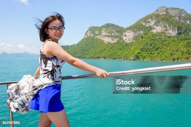 Asian Woman On The Boat Stock Photo - Download Image Now - Adult, Ang Thong National Marine Park, Asia