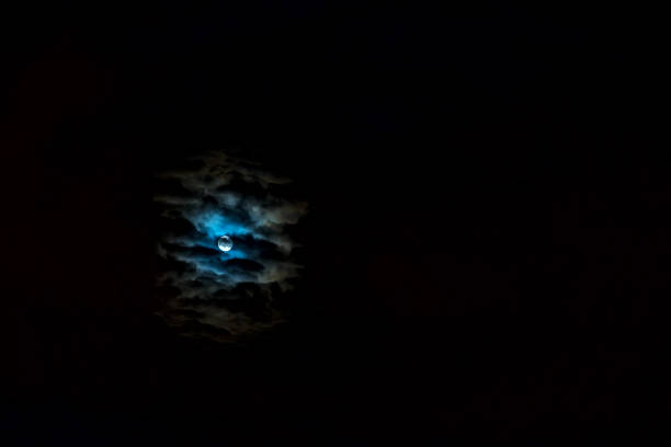 Full moon over dark sky at night time