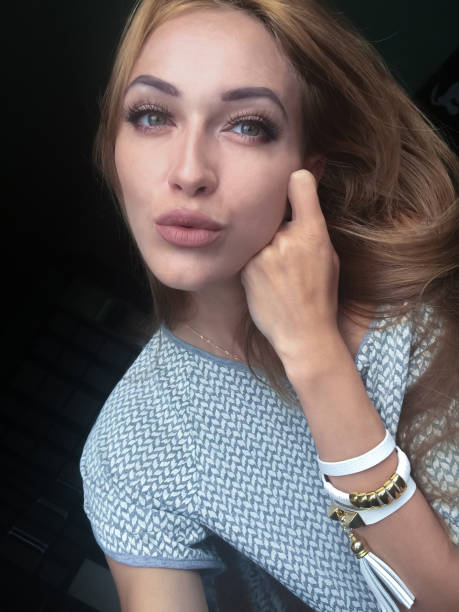 istock Selfie beautiful young slim girl 863234418
