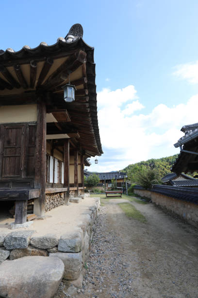 istock Korean traditional house landscape (Mooseom folk village, Youngju, South Korea) 863259662