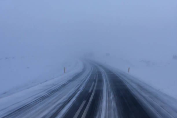 istock Winter road snow blizzard in Iceland 863281904
