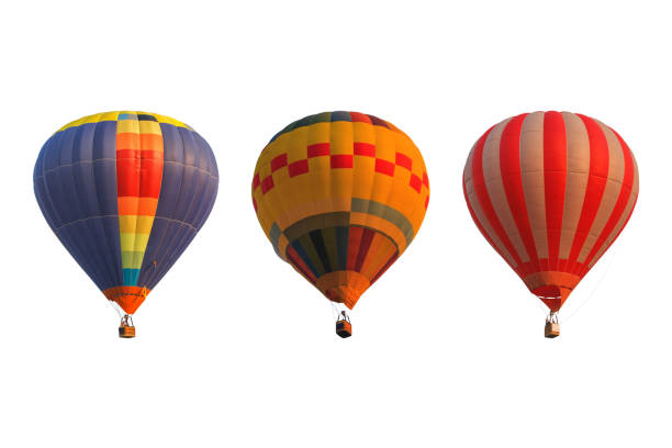 istock Triple hot air balloons isolated on white background 863294880