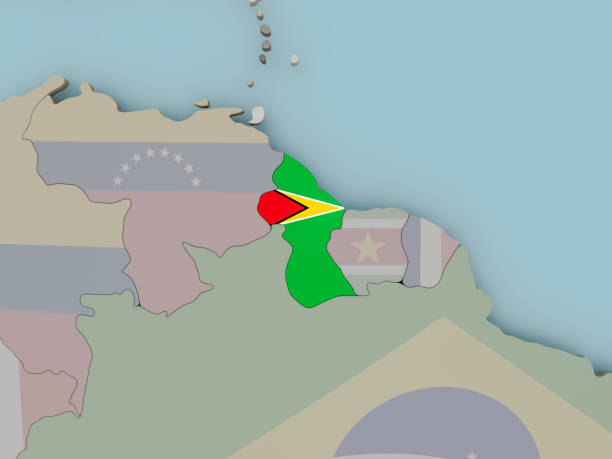 istock Guyana on political globe with flag 863300382