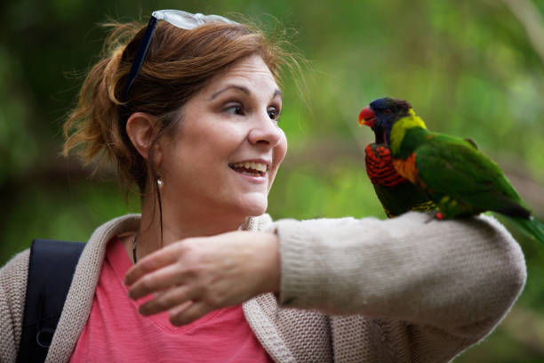 istock Woman holding a Lorikeet 863307290