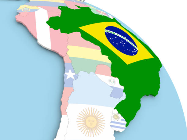 istock Flag of Brazil on globe 863307478