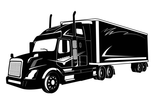 ilustraciones, imágenes clip art, dibujos animados e iconos de stock de icono de carro, camiones, ilustración vectorial - semi truck illustrations