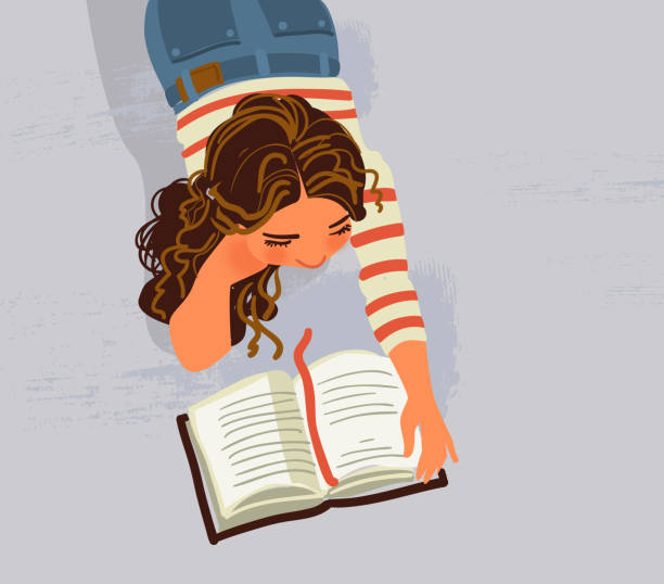 ilustrações, clipart, desenhos animados e ícones de linda garota lê um livro - reading girl