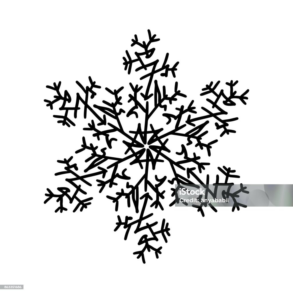 Flocon De Neige Dessin Noir Et Blanc Flocon De Neige Hiver Élément De Vacances Flocon De Neige Noir Isolé Sur Fond Blanc Illustration Vectorielle Vecteurs libres de droits et plus d'images vectorielles de Abstrait - iStock