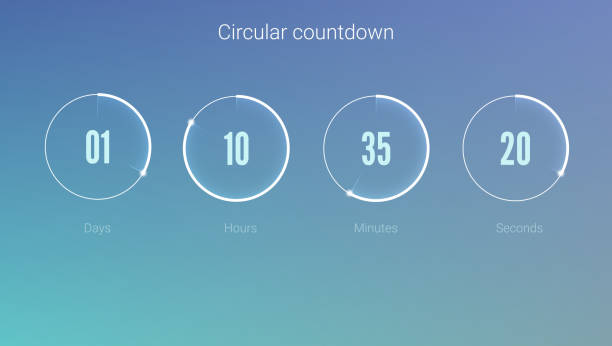 часть пользовательского интерфейса, круговые часы. часовое приложение, элементы пользовательского интерфейса. проектирование таймер обра - coming second stock illustrations