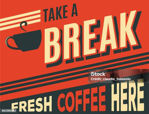 Advertising Coffee Retro Poster Stock Illustration - Download Image Now - Coffee Break, Diner, Sign