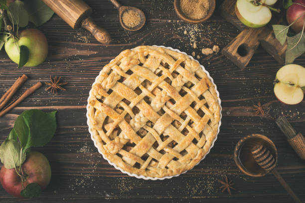 istock apple pie and ingredients on wooden background 863383304