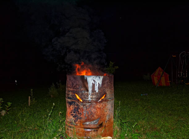 istock the fire burns in the night in a barrel 863413948