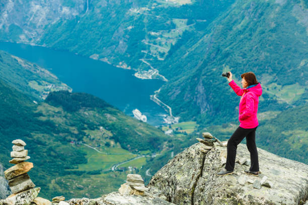 istock Tourist taking photo from Dalsnibba viewpoint Norway 863434006